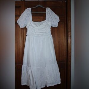 Elegant White Puff Sleeve Dress Abercrombie